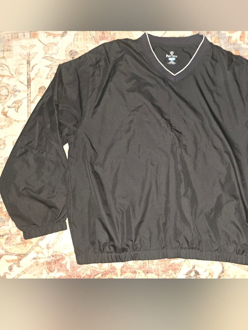 Men's Black V-Neck Windbreaker